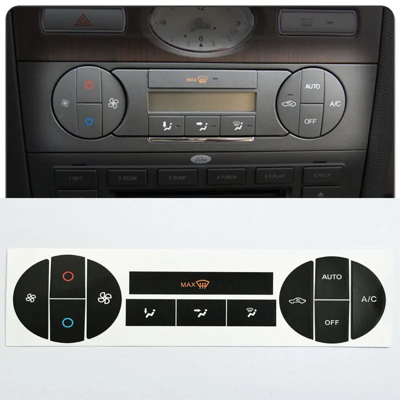 Ford Mondeo A/c Control Switch Button Repair Sticker, Unique Shape PVC Material, Interior Stickers for 04-08 Models, High-Quality Fixing