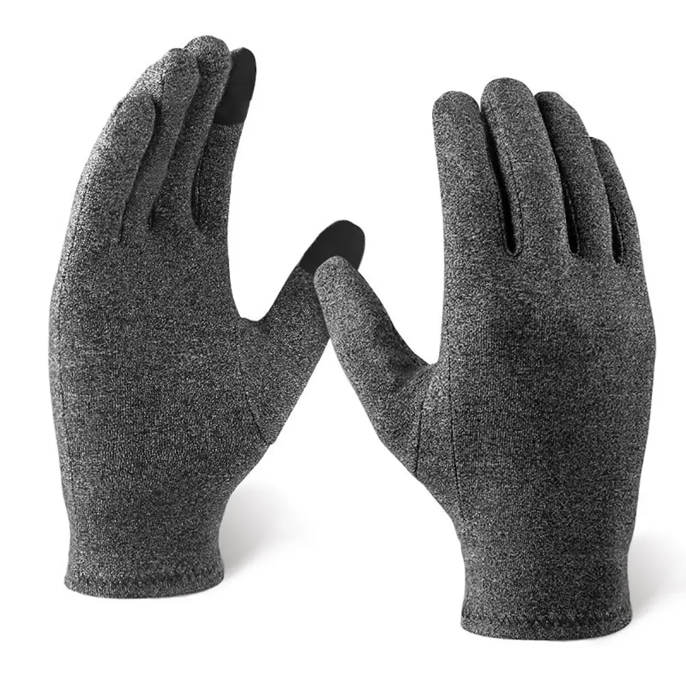 1 Pair Full Finger Knit Compression Gloves, Touchscreen & Hand Support, Breathable Material, Hand Wash Only, B Biking All Seasons