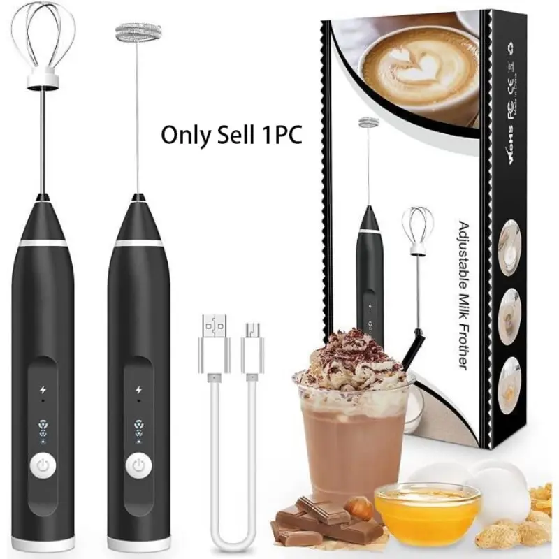 1PC Electric Egg Beater Coffee Mixer, Milk Frother Foam Whipper, Handheld Frother, Home Use Three-Speed Blender, Kitchen Appliance for Baking and Cooking