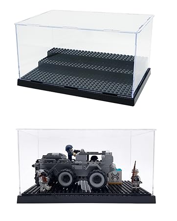 SUNDAY MIRTH Display Case for Minifigure Action Figures Blocks, Display Box Storage for Lego Minifigures, Suitable for Lego Lovers, Black
