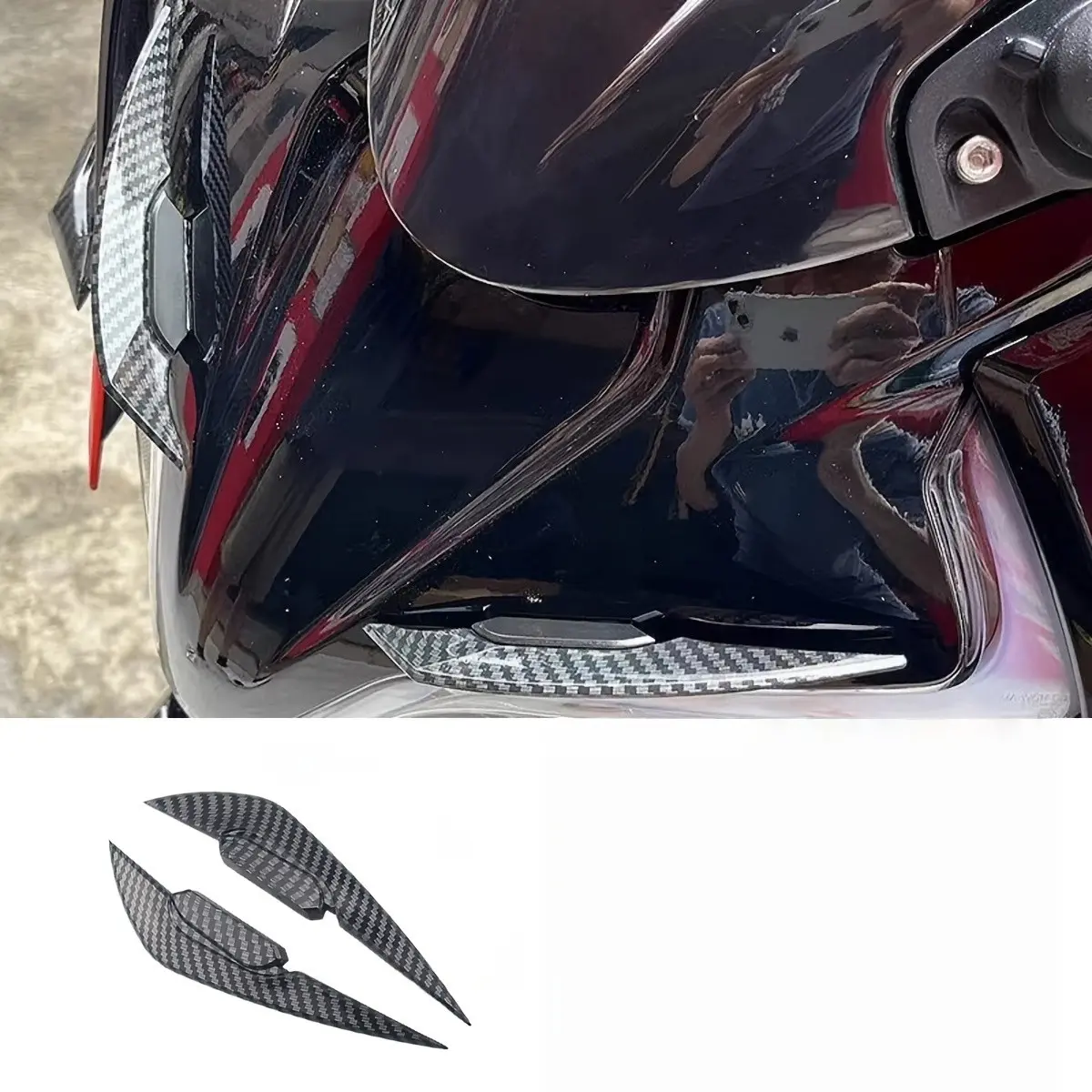 2-Piece Universal Car Motorcycle Front Wing Airflow Spoiler, Small Wind Knife Fairing Mount, Sports Wind Blade Set, Easy Installation, Automotive Accessories