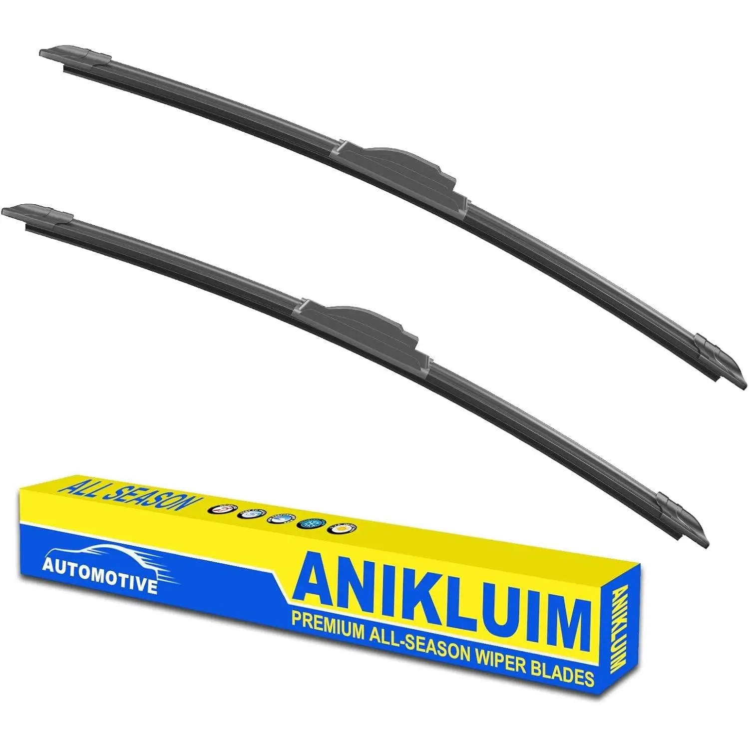 22" + 22" J-Hook Windshield Wiper Blades (2-Piece Set) - Premium, All-Seasons, Durable, Stable, Quiet Home Supplies Accessory, Two Piece Set