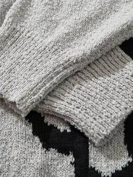 Autumn Winter New Cartoon Cat Pattern Long Sleeve Sweater Women's Small Design Retro Loose Knitted Shirt Lazy Style Round Neck Top