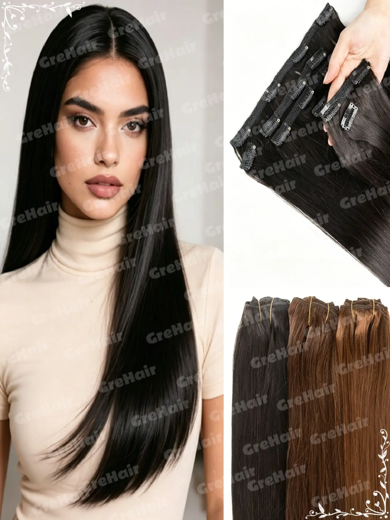 7-Piece Clip-In Human Hair Extension Set, 12-20 Inches Multi-Tone Natural Hair Pieces, Suitable for All Daily Wear