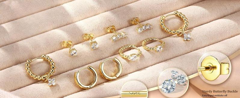 YADOCA Small Hoop Studs Earrings Gold-plated Plated Huggie Earrings for Women Trendy Cartilage Earring Stacks Hypoallergenic Earring Sets YADOCA Small Hoop Studs Earrings Gold-plated Plated Huggie Earrings for Women Trendy Cartilage Earring Stacks Hypoallergenic Earring Sets