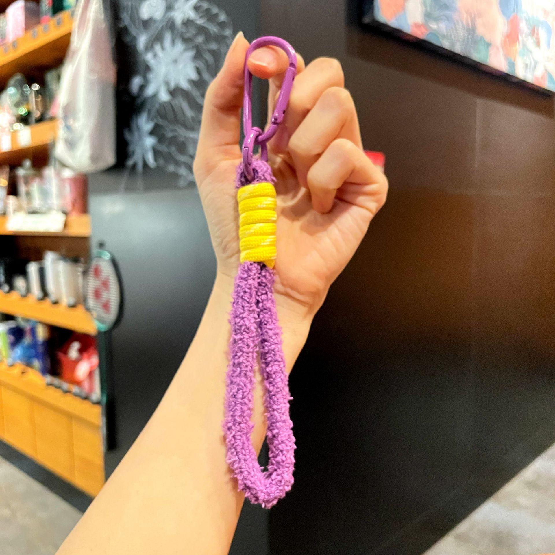 Stuffed braided lanyard key ring colorful small fresh mobile phone lanyard bag key pendant practical mobile phone chain