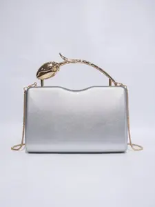 Elegant Rose Handle Evening Clutch Bag, PU Material, Box Clutch Style, All Seasons, Six Color Options, Detachable Chain Strap