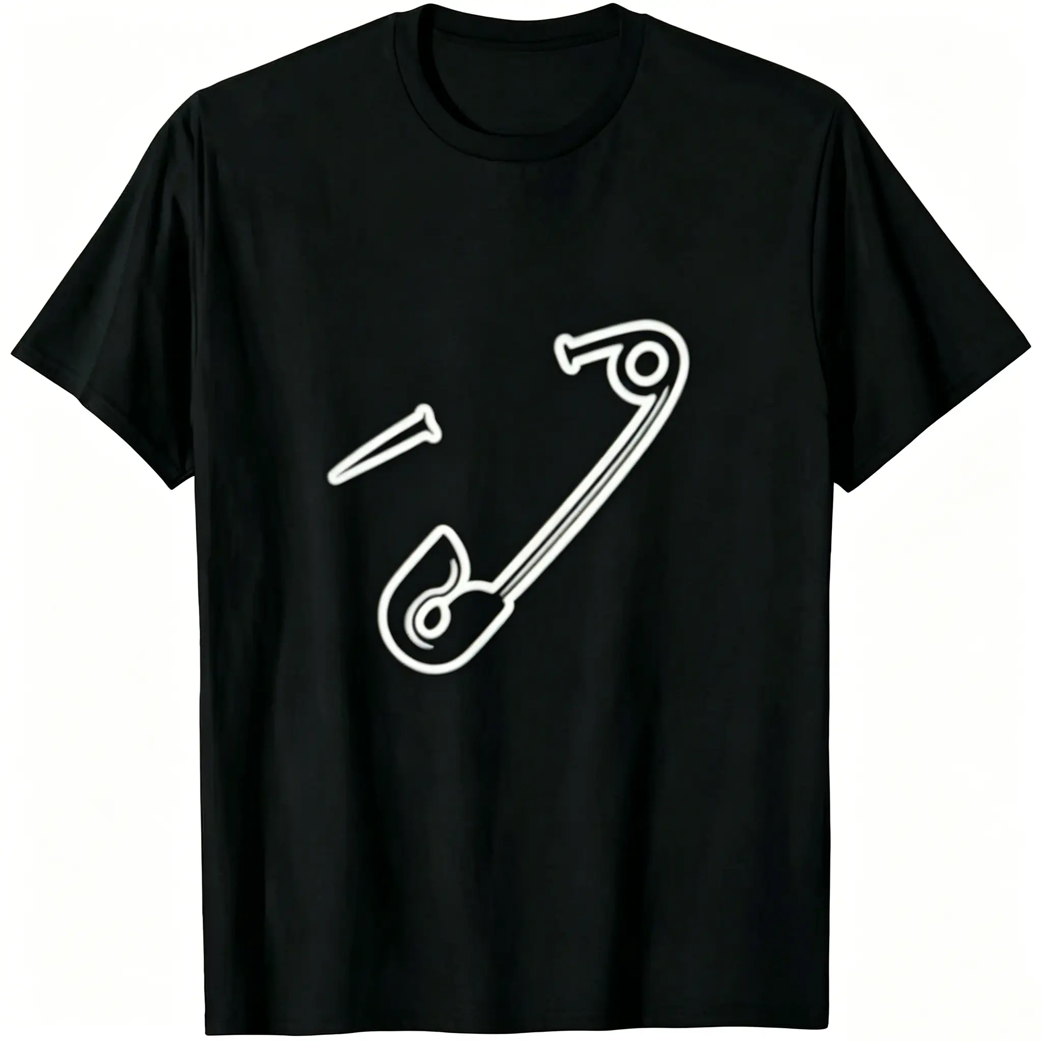 Cotton Oversized T-shirt Unisex Funny Meme T-Shirt Safety Pin Graphic Print Tee for Minimalist Casual Streetwear and Everyday Wear