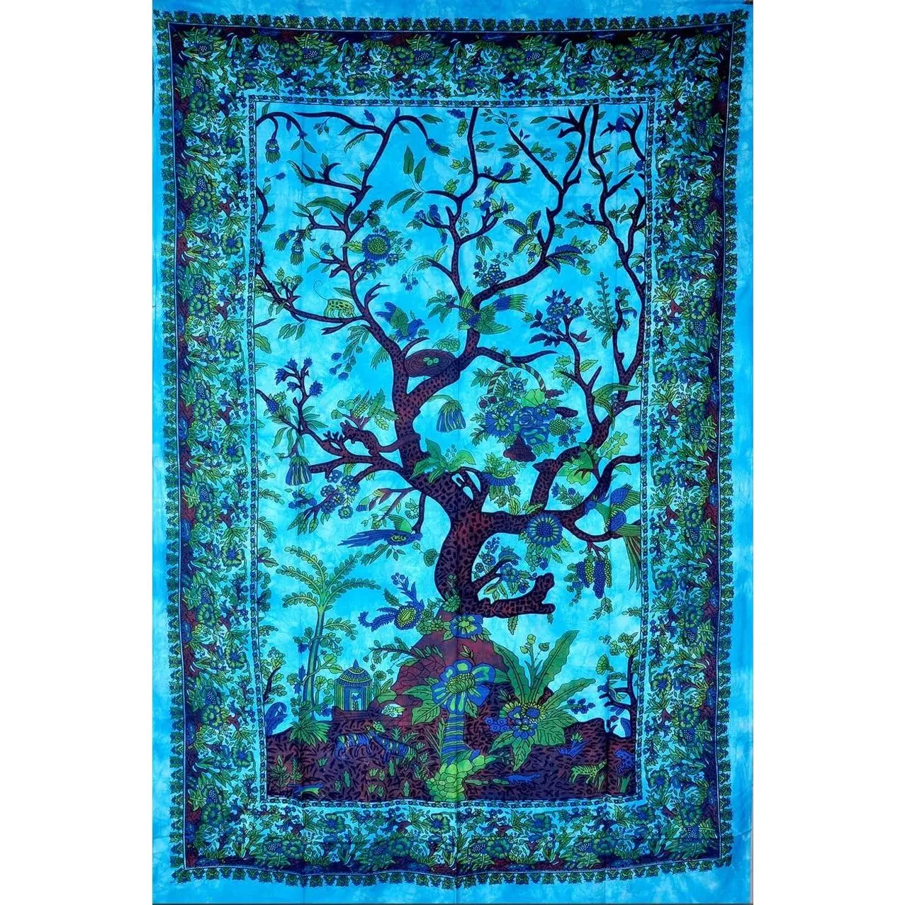 The Boho Street Turquoise Tree of Life Twin Size Indian Bohemian Wall Art - Mandala, Hippie Tapestries Psychedelic Boho Tapestry, Wall Hanging for Bedroom