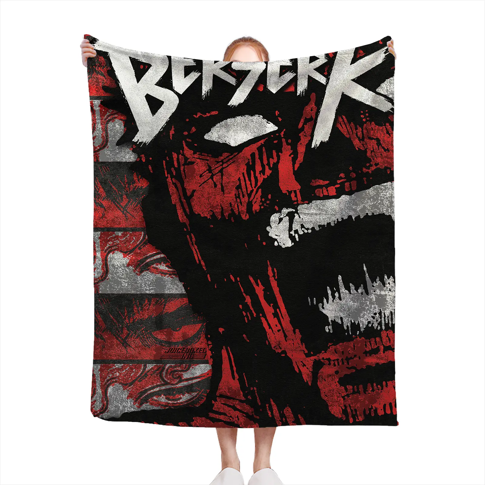 Soft Cozy Throw Blanket Fleece Red Black Berserk Anime Print Graphic Design Warm Winter Home Decor Gift For Fans Berserk-6