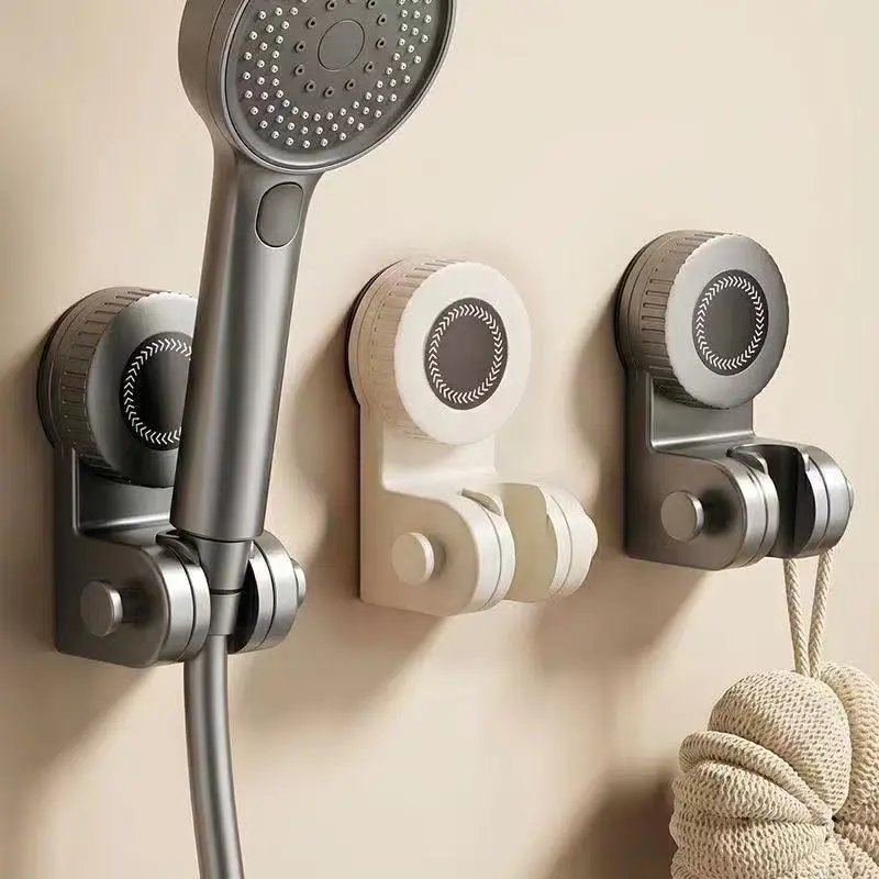 ABS Plastic Suction Cup Shower Holder, No-Drill Removable Adjustable-Angle Wall Mount Bracket for Smooth Bathroom Walls, Ideal for Kids, Rental Apartments