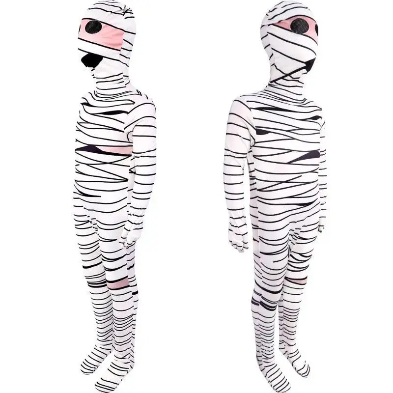 Halloween Mummy Jumpsuit Wounded Cosplay Costume Kid Adult Bodysuit Kid Adult Outfit Funny Zentai Day of The Dead Clothing