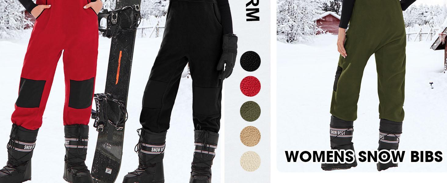 Imily Bela Women's Fleece Warm Overalls Winter Casual Jumpsuits with Pockets Ski Bibs Snow Pants S-2X