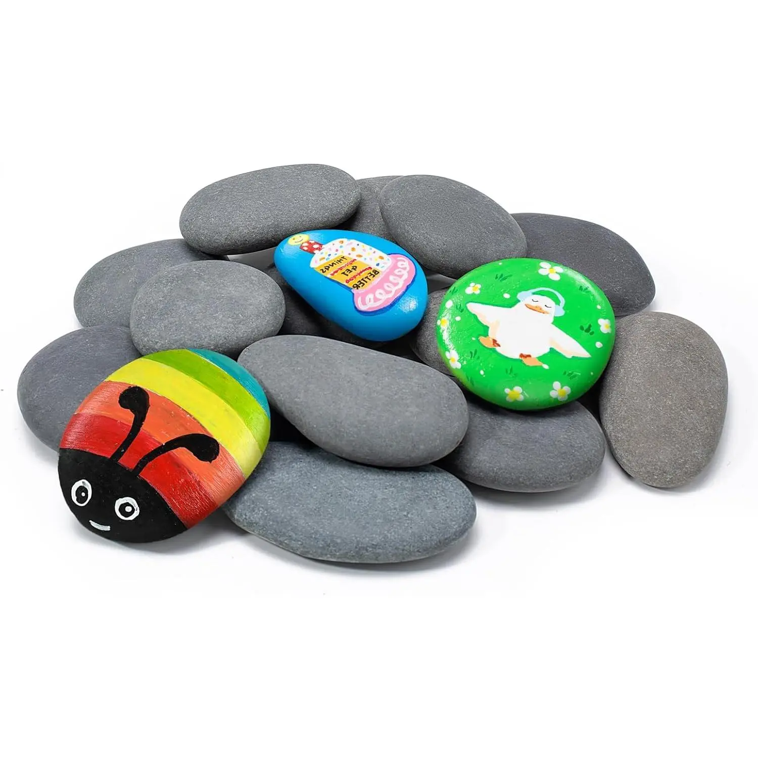 15 count Rocks for Painting, River Rocks to , 2"-3" Flat Painting Rocks, Smooth Rocks for Crafts,  Stones for DIY, Kindness Rocks Garden Decoration