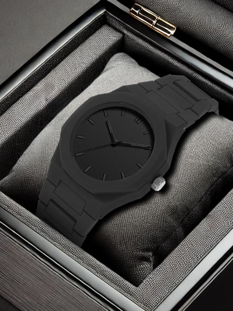 Men's Casual Round Dial Plain Analog Quartz Watch, Fashionable Watch for Party, Daily Clothing Decor, Trendy All-match & Exquisite Watch for Birthday Gift with Box