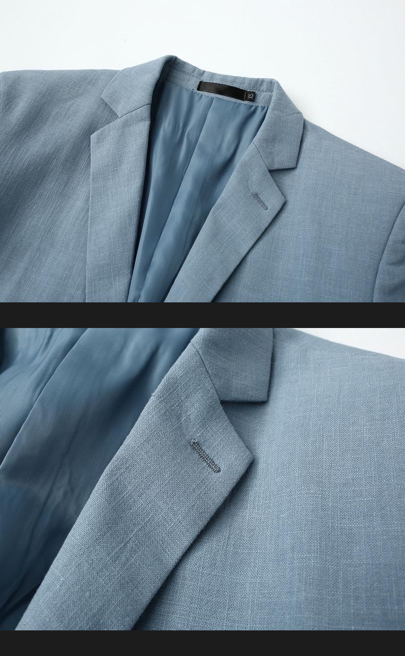 Men's Linen Blend Slim Fit Jacket  Breathable Casual Blazer, Two-Button Notch Lapel, Center Vent for Spring Fall