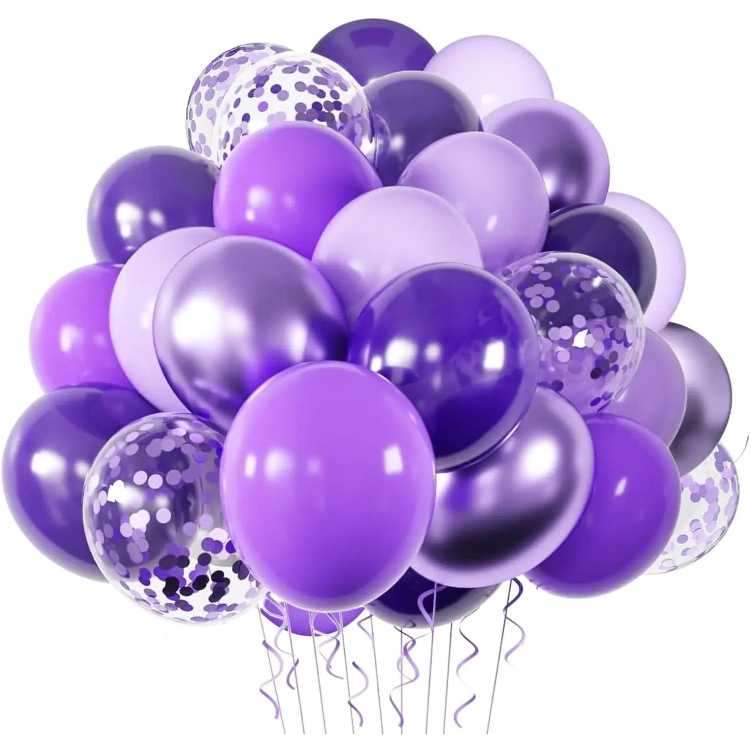 Balloons, 12 Inches Dark  Latex Party Balloon Lavender Balloons Confetti Balloon for Weddings, Birthday, Halloween Party