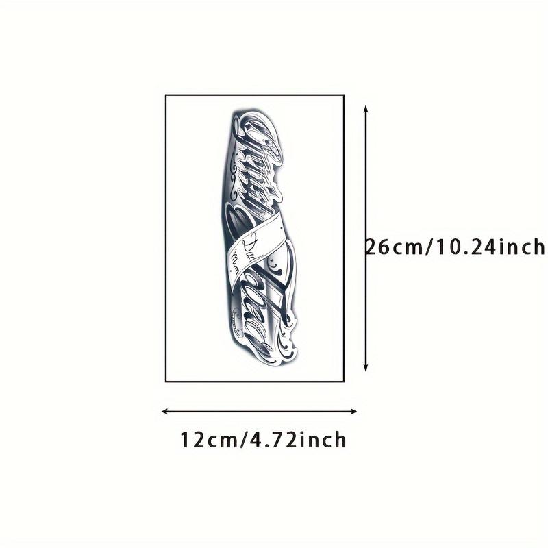 6Pack of Large Herbal Tattoo Stickers - with「Dad」、「Mom」and「Jeremiah」Chicano font design for names，Waterproof，Resistant to friction，Realistic appearance，Continuous7-15Days，Perfect for Painless Tattoo Alternatives，Tattoo Supplies