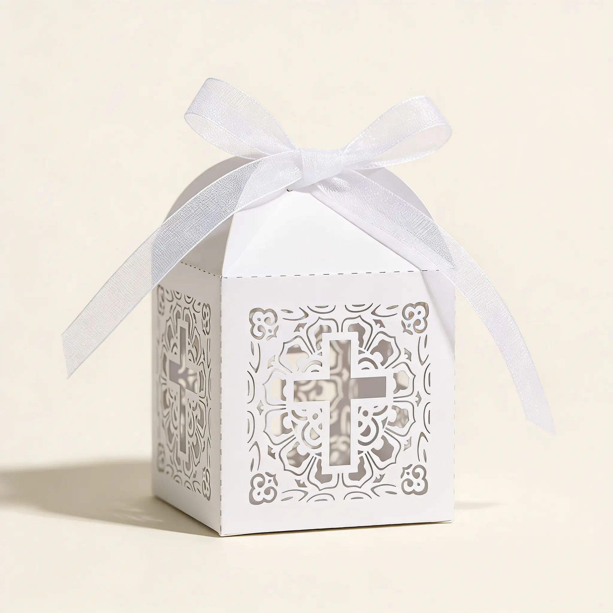 Luxury Cross Hollow Candy Box, Church Event/baptism/christian Wedding Gift, Multiple Colors Available, Elegant Sugar Box Design