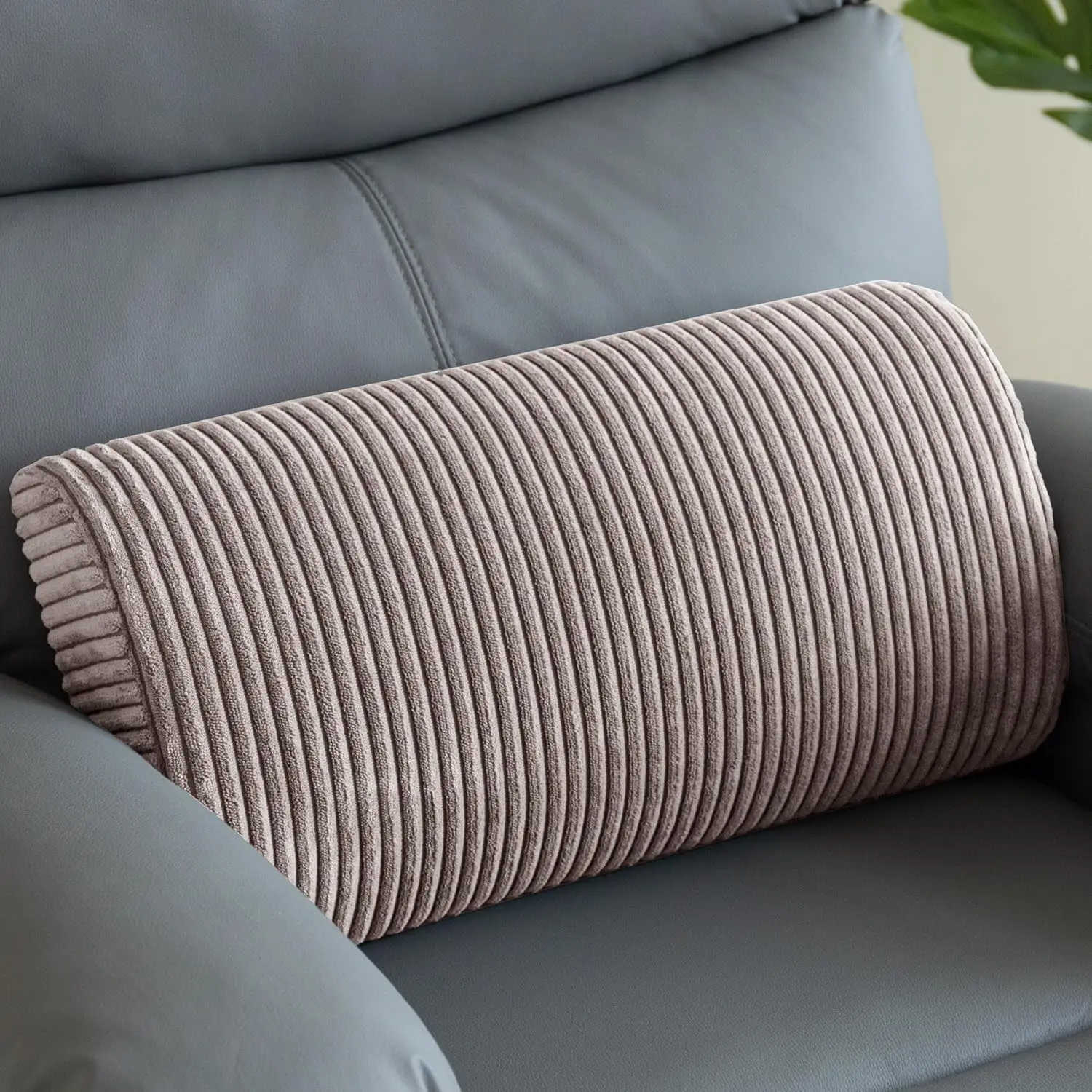 Memory Foam Lumbar Support Pillow for Recliner Chair, Accent Chair, Couch, Elderly Back Rest Cushion with Washable Cover for Pain Relief, Reading, Grey