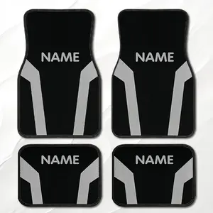 4PCS Car Floor Mats, Custom Personalized Name Grey Geometric Racing Line Pattern, Anti-Slip Wear Resistant Universal Fit All Vehicles Easy Clean Auto Interior, car guys accessories cool car stuff car essentials car accessories interior for girls/men