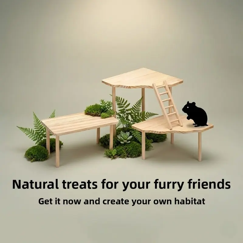 Wooden Hamster Climbing Platform with Natural Wood Texture for Enrichment Exercise and Mental Stimulation Ideal for Dwarf Hamsters Gerbils and Small Pets