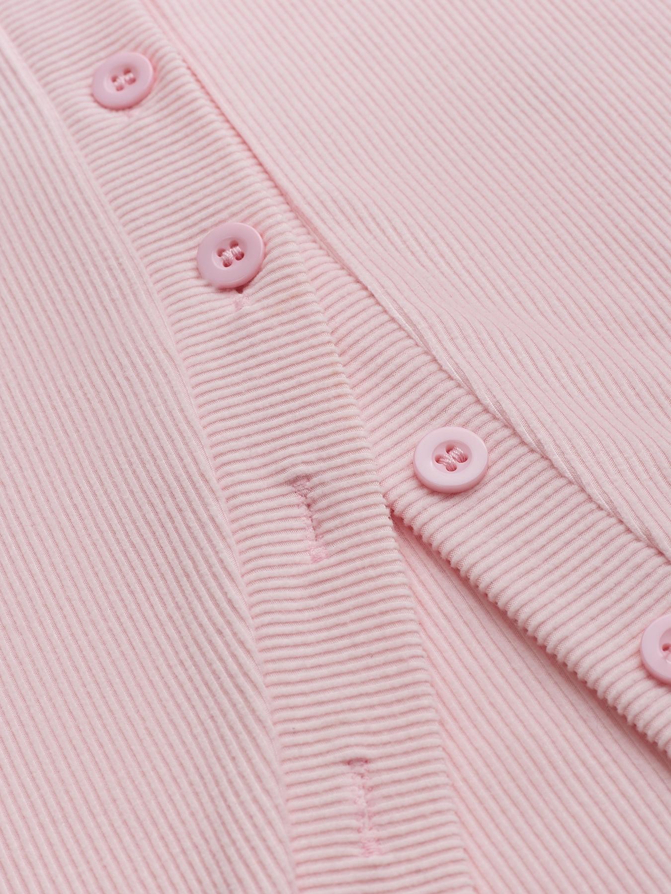 Women's Casual Round Neck Long Sleeve Button Front Top, Basic Solid Color Design, Extended Length, Perfect for Daily Wear, Womenswear