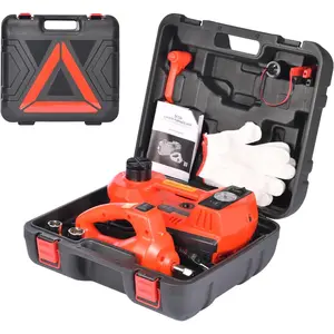 5 Ton Electric Hydraulic  Jack Kit, Portable with LED Light, Compatible with , SUV, , Lifting Range 6-17.7 Inches (Red)