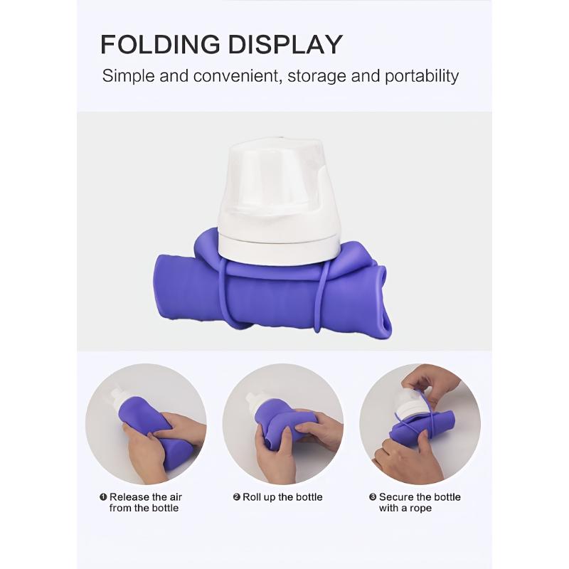 Shock-Resistant Foldable Water Bottle - Made from Food-Grade Silicone, Double Lock Leak-Proof for Gym And Hiking | Fits in Cup Holders & Complies with Airport Security
