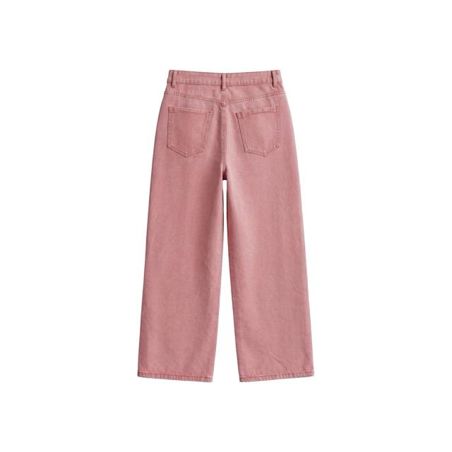 2026 Women's Pink High Waisted Wide Leg Jeans with Rhinestone Moon & Stars, Sparkly Embellished Loose Baggy Denim Pants, Y2K Aesthetic Soft Girl Style