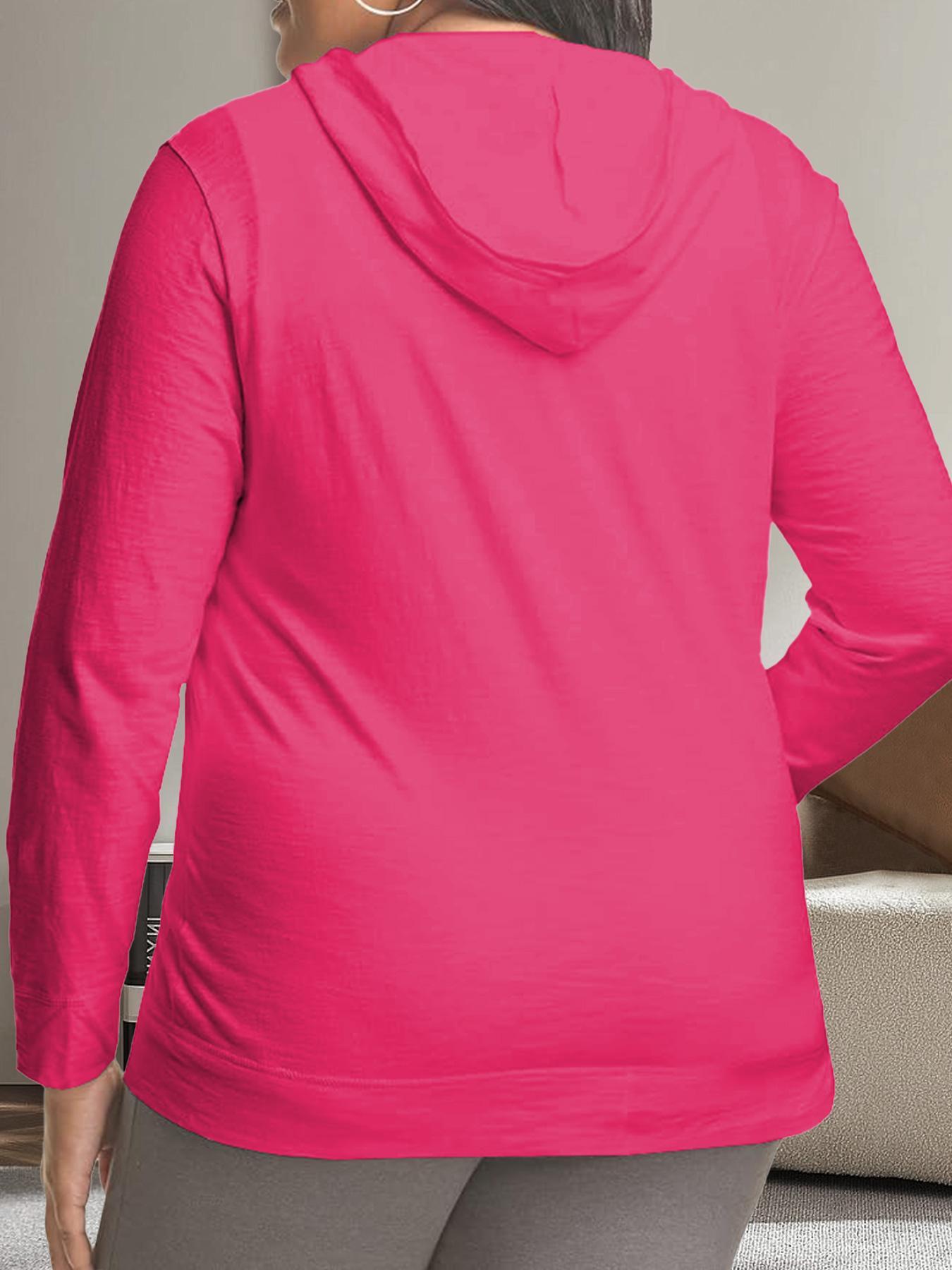 【Plus Size】 Solid Drawstring Pocket Zip Up Casual Hoodie Jacket Long Sleeve Hooded Outerwear for Fall & Winter, Women's Plus Clothing for Daily Wear