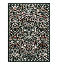 Moynesa Floral Washable Faux Cashmere Rugs, 8x10 Area Faux Cashmere Rug for Living Room, Soft Large Boho Bedroom Faux Cashmere Rugs, Flower Non Slip Ultra Thin Botanical Carpet for Dining Room Nursery Office, Beige