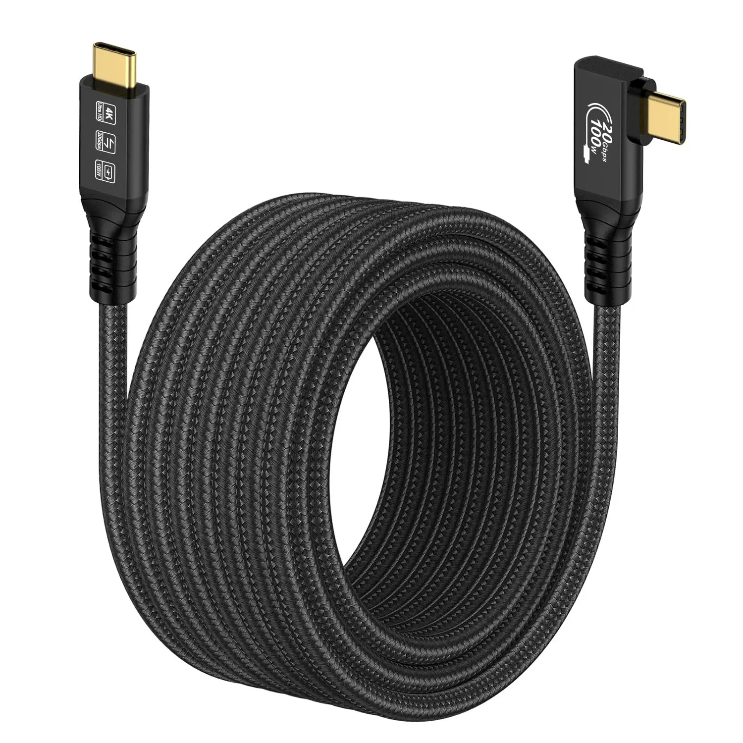 Long USB C 3.2 Gen-2 240W Extension Long  5M 16.5FT  Curved Data Transfer 20Gbps   Type-C 4K Video Output Compatible with Thunderbolt 3 USB-C Computers