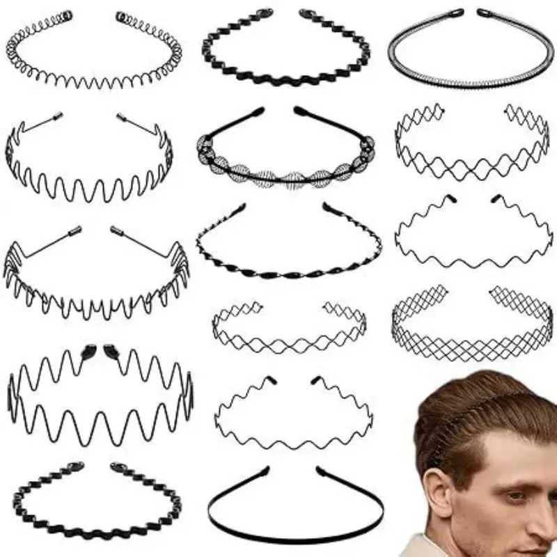 Men's Anti-Slip Wavy Finger Wave Headpieces (6Pcs/Pack) - Fitness Essential, Hair Securing, Daily Use, Male Face Wash Companion Gift, Black, Anti-Slip Wavy Hair Accessory