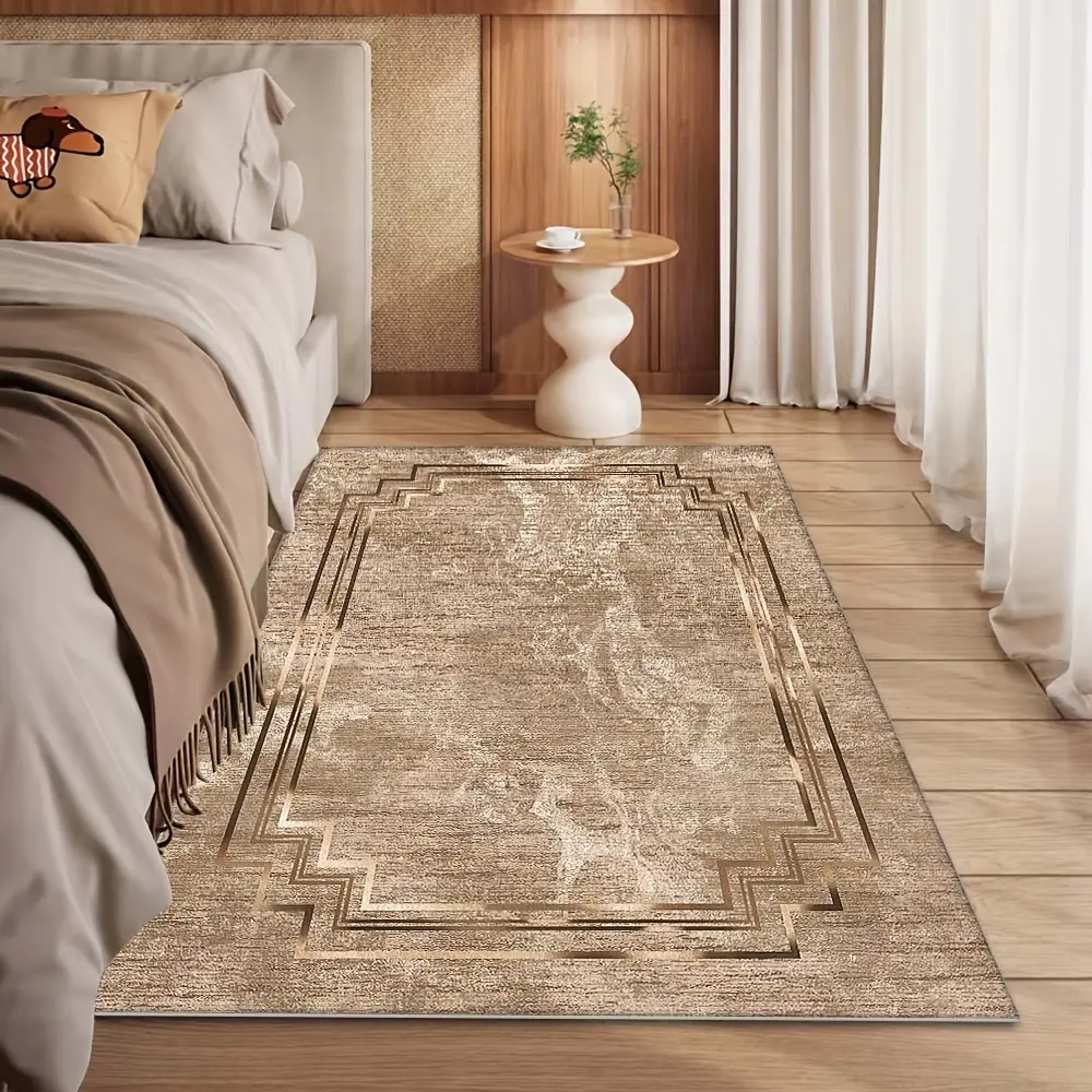 Light luxury minimalist geometric pattern velvet carpet: step into a world of soft carpets, suitable for indoor use, bedroom and living room velvet carpet