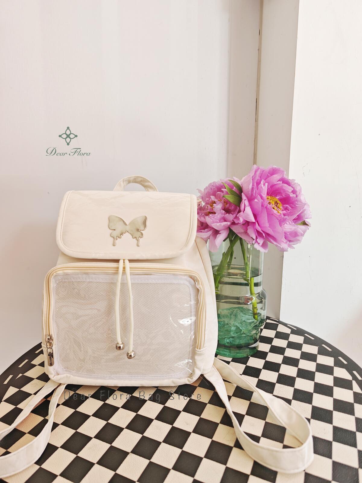 New Y2K Sweet Womens Butterfly Ita Backpacks Cute Girls Transparent Rucksacks Fashion Large Capacity DIY Display Travel Knapsack