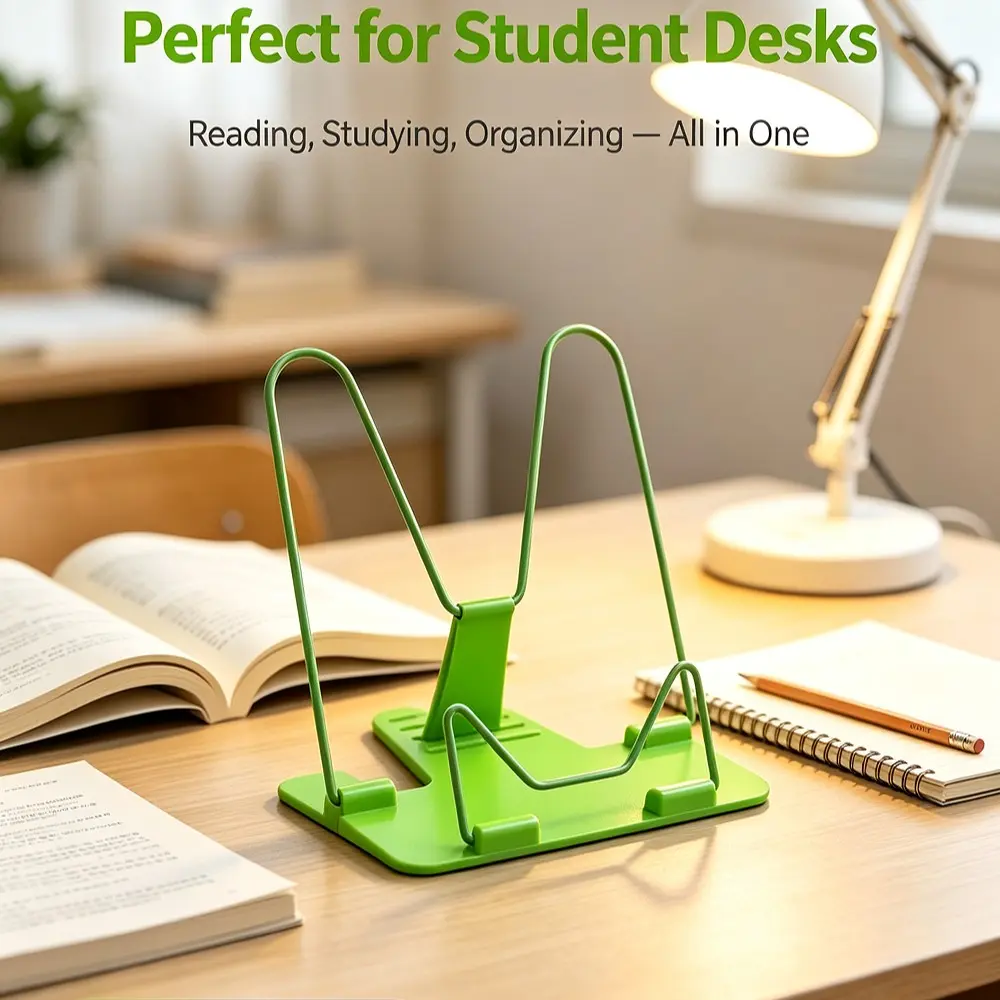 1pcs Simple Reading Stand, Multi-Functional Book Holder, Adjustable Angle Metal Desk Book Rack, Colorful Student Book Stand, Desk Accessories