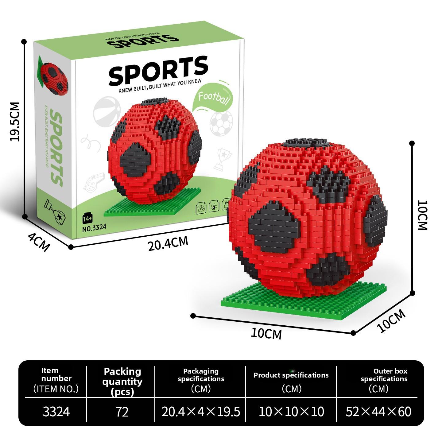 Popular football building blocks, freely assembled educational toys, micro-particle ornaments, export building blocks