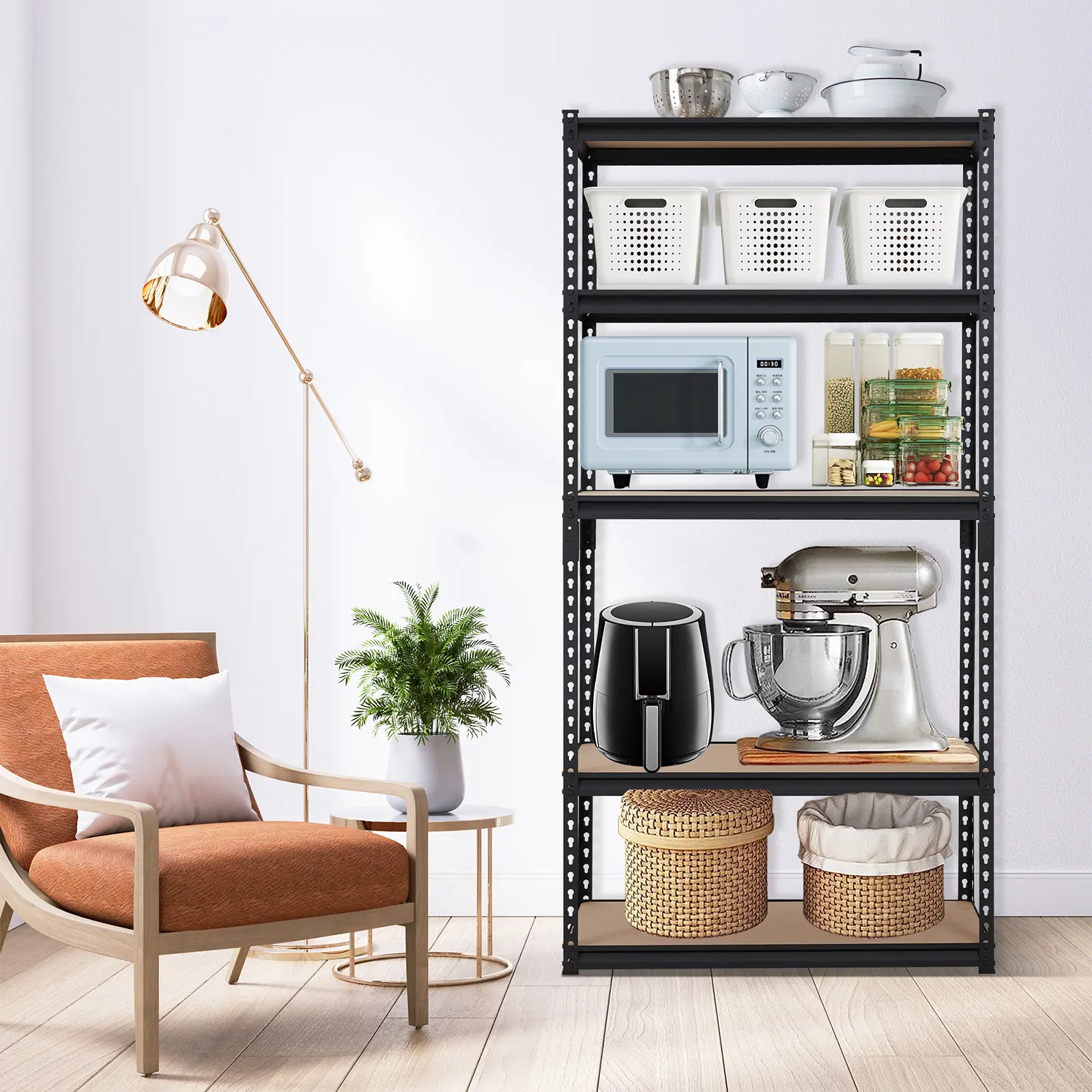 5-Tier MDF Storage Shelving Unit, Adjustable Metal Frame Utility Rack, Heavy Duty Storage Organizer 36"W x 18"D x 72"H for Garage, Pantry, Basement & Laundry Room
