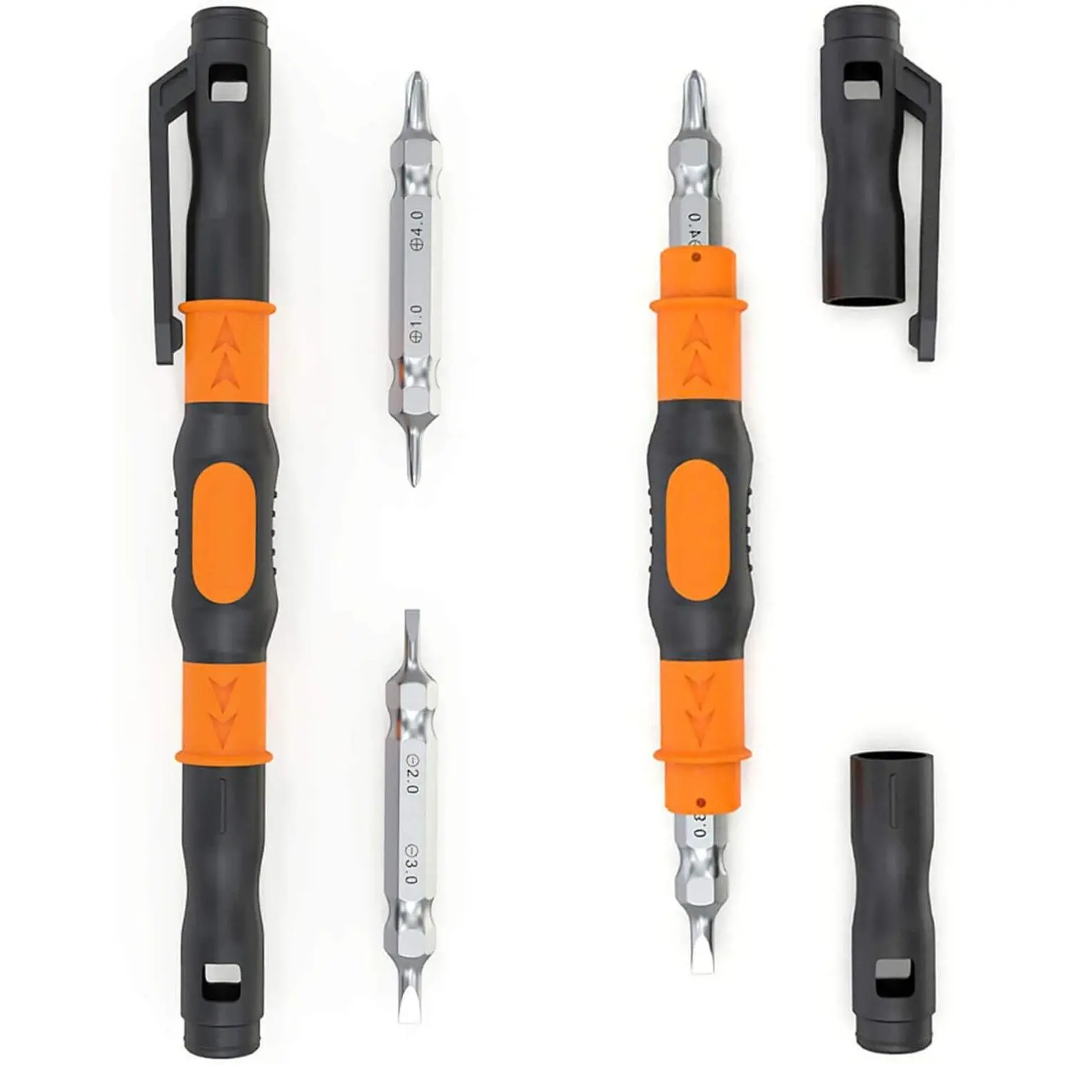 Portable Pocket Pen  Set - 2 PACK Precision Screw Driver Multi-Tool Set with  and Flat  Double Ended  Bits