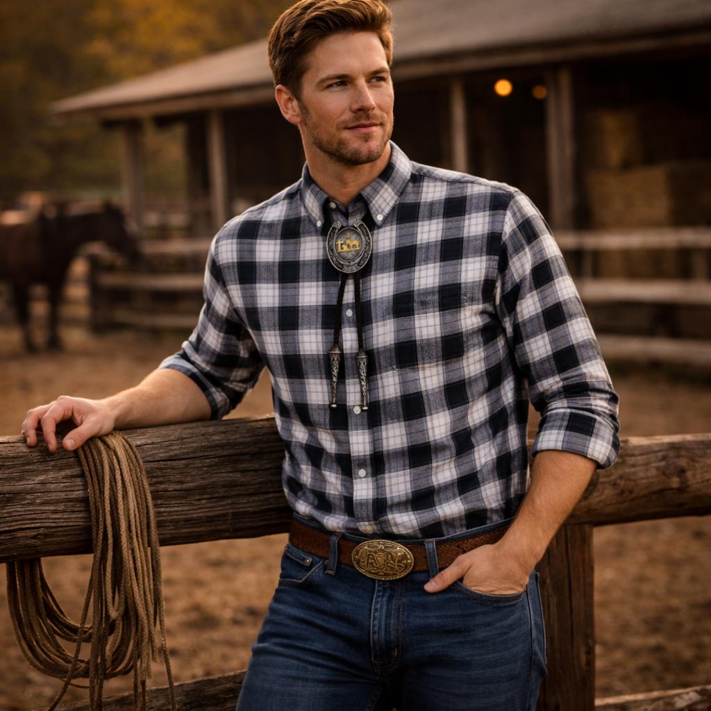 Western Bolo Tie for Men, Cowboy Horse Bolo Tie with Gold-Tone Horse Slide, Vintage Rodeo Necktie, Native Western String Tie for Country Weddings, Parties and Gifts