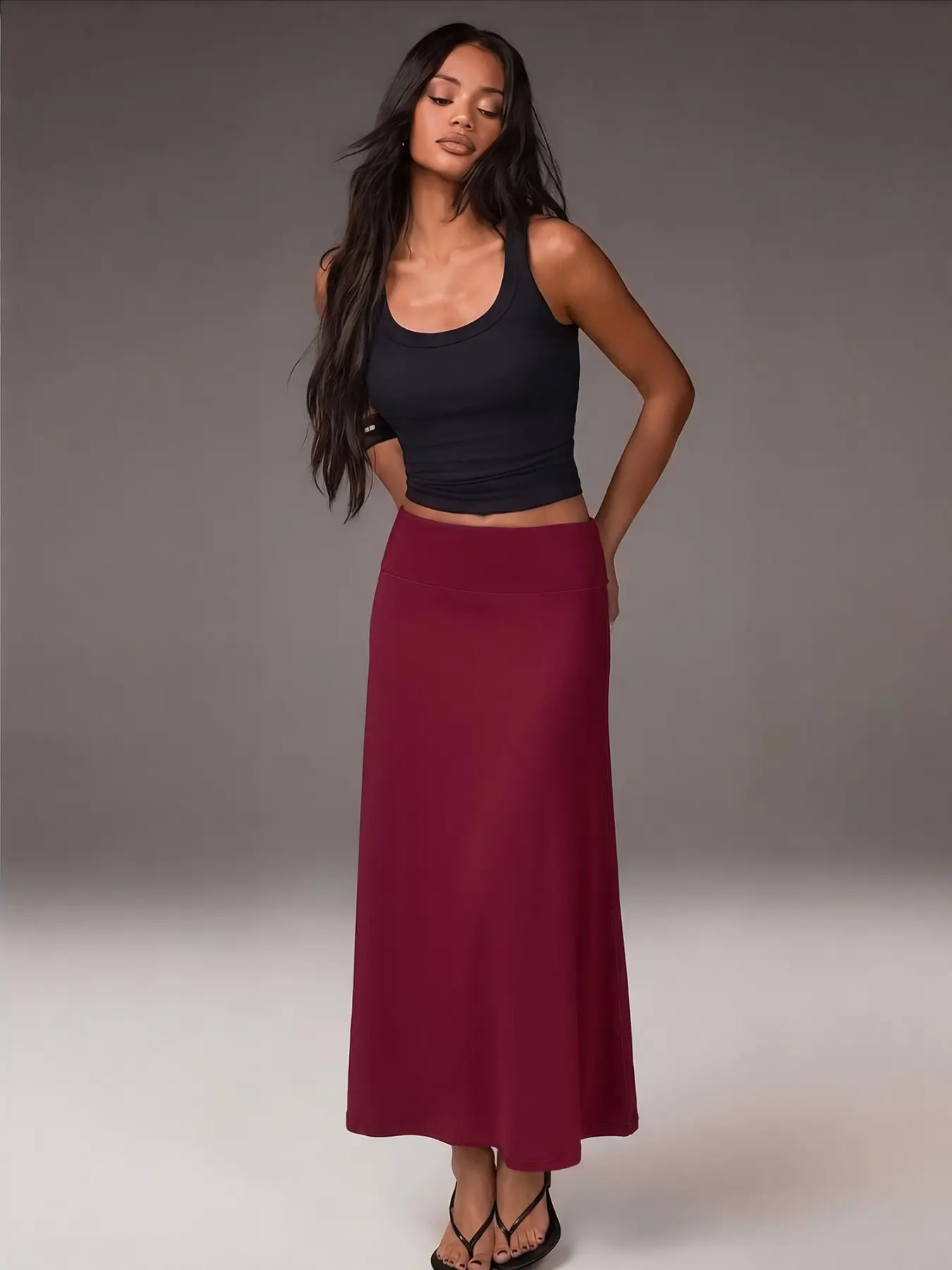 High-Waisted Fish Tail Skirt for Pear Shape, Stretchy Soft Fabric, Long Over-Knee Design, Office & Casual Wear, Elegant Business Dress