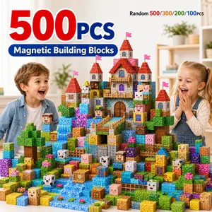 Magnetic Cubes - 100/200/300/500PCS, Large Magnetic Building Blocks for Spatial Awareness, STEM Montessori Toy, Random Mix Styles, Big Particle Blocks for Easy Grasp, Birthday Christmas Gift for Age 3+