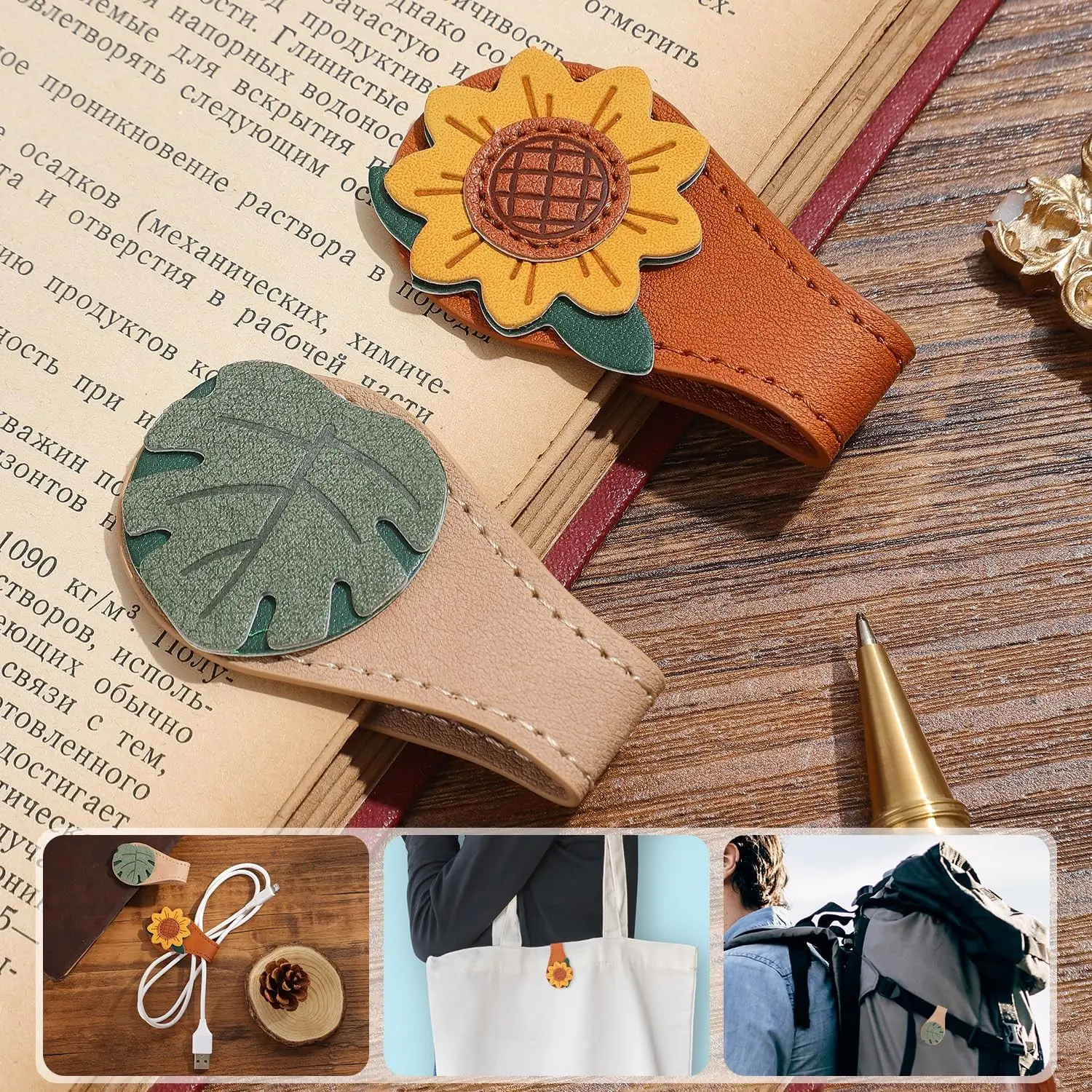 2/4 Vintage Magnetic Leather Bookmarks, Women's Leather Magnetic Bookmark, Magnetic PU Book Clip Accessories, Elegant Reading Essentials