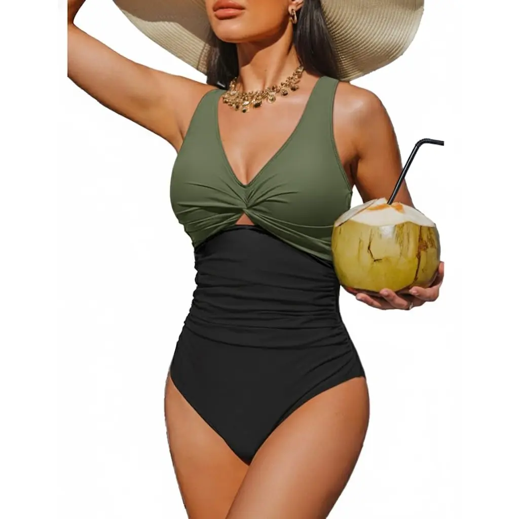 Aqua Eve Women One Piece Swimsuit - Tummy Control Push Up Bathing Suit Cut Out Swimwear