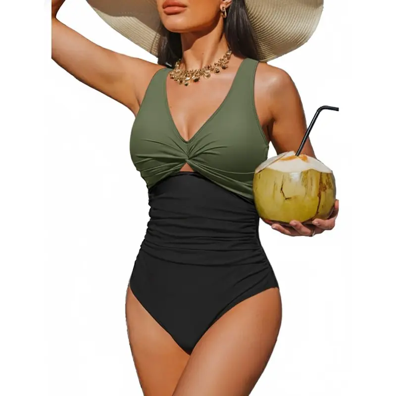 Aqua Eve Women One Piece Swimsuit - Tummy Control Push Up Bathing Suit Cut Out Swimwear