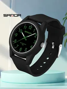 Unisex Sporty Analog Watch, Waterproof 1968.5mm, Round Quartz Movement, Alloy Case, Tpu Strap, Battery Operated, Ideal for Outdoor Activities