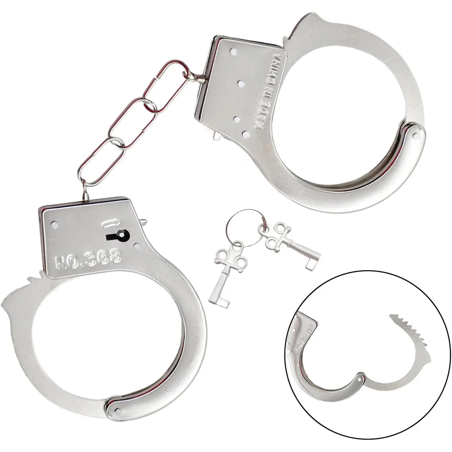 Halloween Stainless steel Toy Handcuffs with Keys Fake Pretend Play Mini Handcuff Props Stage or Costume Prop Party Favors Gift for Kids and friends