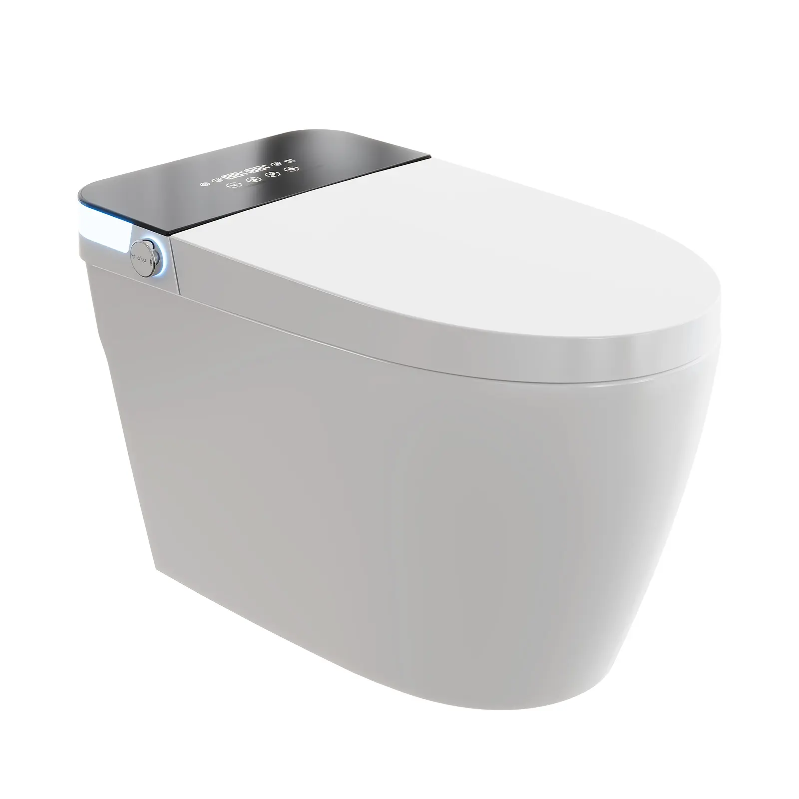 Smart Toilet, One Piece Elongated Toilet with Built-in Bidet, Automatic Open/Close Lid, Foot Sensor Flush, Heated Seat with Warm Water Wash & Dryer, Night Light