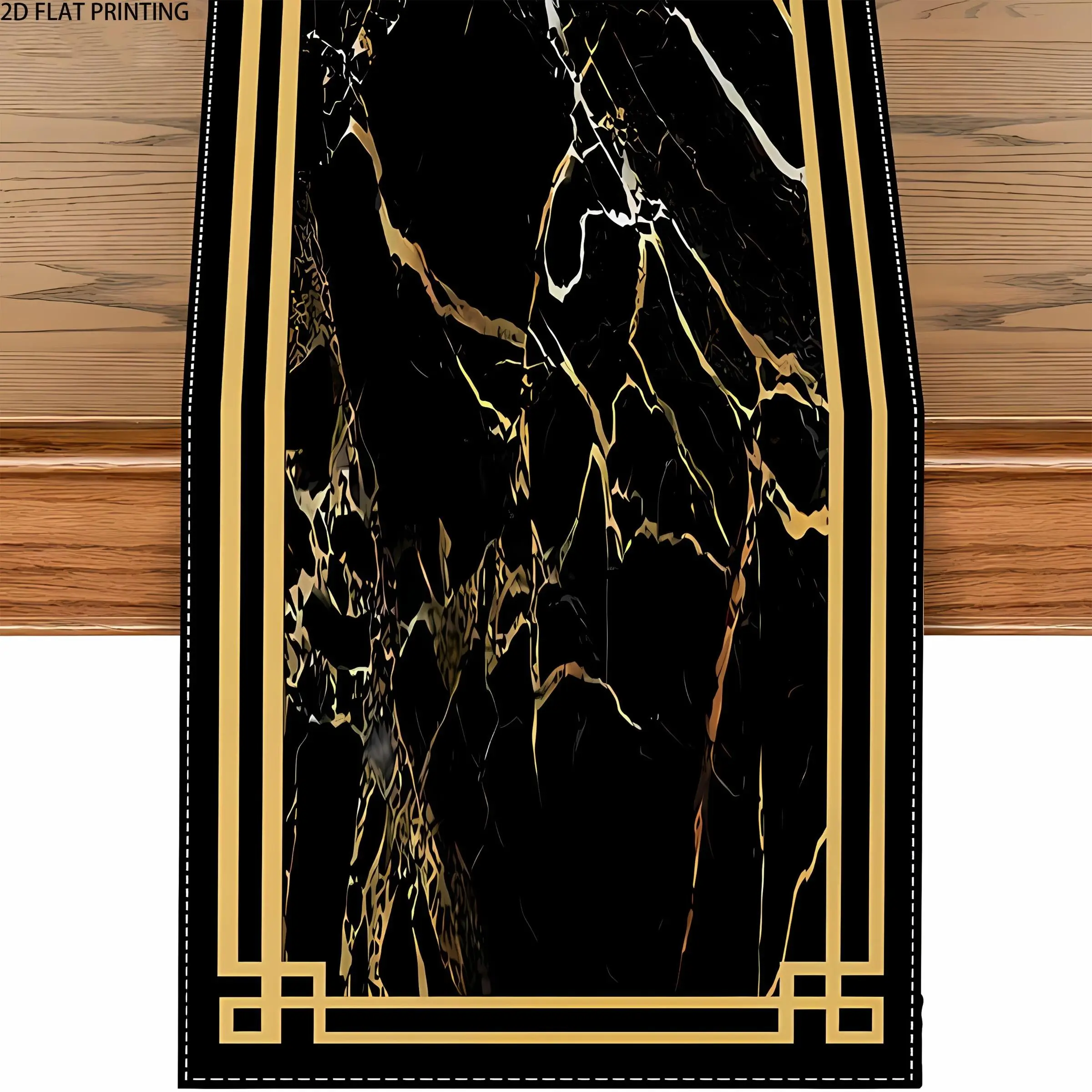 2D flat printing, 1 piece/4 pieces of table flags, placemats, Household Placemat, Coasters, marble abstract black gold pattern, suitable for kitchen, dining table decoration, indoor and outdoor family gatherings and parties